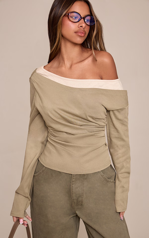 Petite Double Layer Asymmetric Detail Top