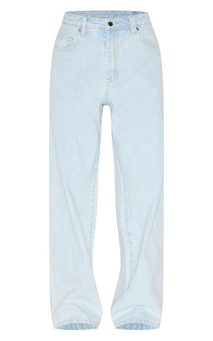 Petite Sky Blue Straight-Leg Mid-Rise Jeans