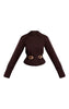 Petite Dark Chocolate Concealed Placket Crop Belted Denim Jacket