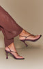 Black Crinkle PU Toe Thong Round Toe Heeled Sandals