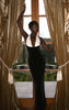 Black Velvet Contrast Chiffon Bust Maxi Dress
