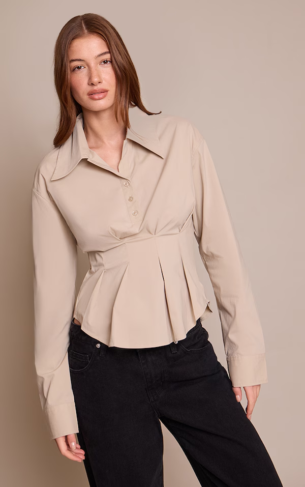 Pleated Cinched Waist Shirt