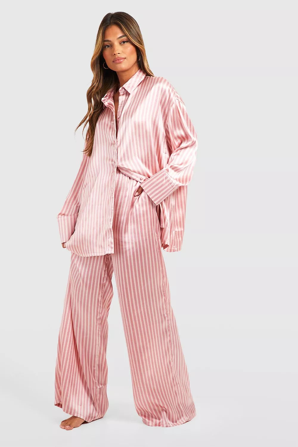 Oversized PinkStripe Pajama Set