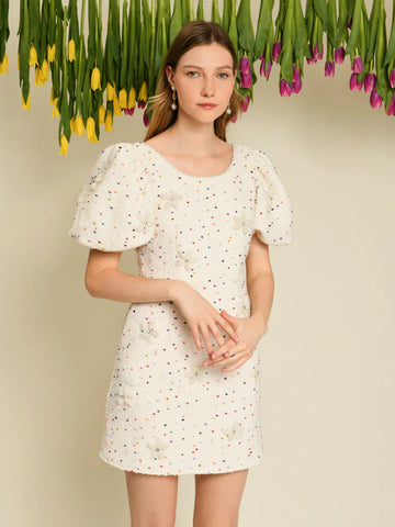 Dream Blossom Tweed Mini Dress
