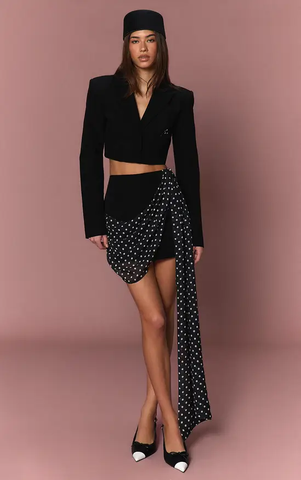 Polka Dot Drape Mini Skirt