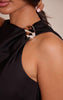 Petite Black Trim Detail Satin Sleeveless Top