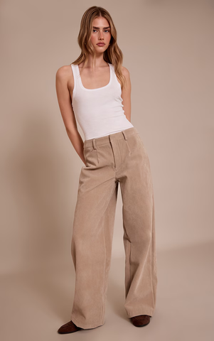 Faux Suede Straight Leg Trousers