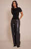 Petite Black Straight Leg Faux Leather Trousers