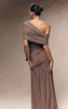 Double Layer Slinky Bardot One Shoulder Ruched Maxi Dress