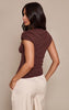 Petite Chocolate Trim Detail Asymmetric Knit Top