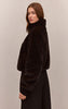 Dark Chocolate Plush Faux Fur Cropped Bomber Style Coat