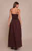 Chocolate Stretch Woven Strappy Ruched Maxi Dress