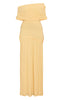 Double Layer Slinky Bardot One Shoulder Ruched Maxi Dress