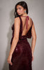Wine Sequin Cowl Maxi Dress