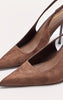 Black Faux Suede Point Toe Sling Back Heeled Courts