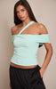 Double Layer Slinky Abstract Sleeve Detail Top