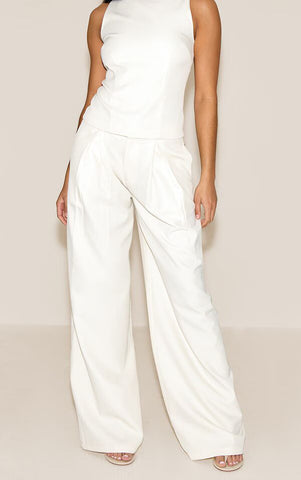 Ivory Structure Wide-Leg Pants