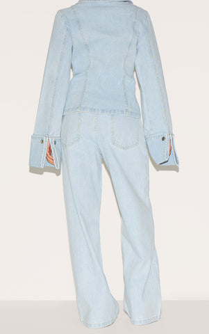 Petite Sky Blue Straight-Leg Mid-Rise Jeans