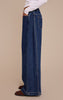 Indigo Pleat Side Wide Leg Jeans