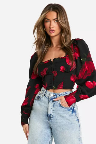 Floral Frill Corset Top