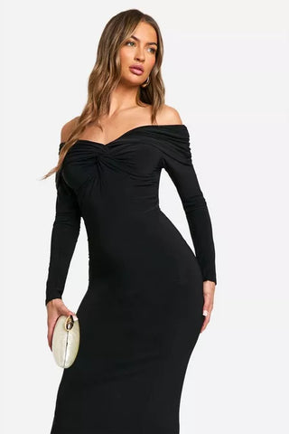 Twist & Drape Off-Shoulder Dress