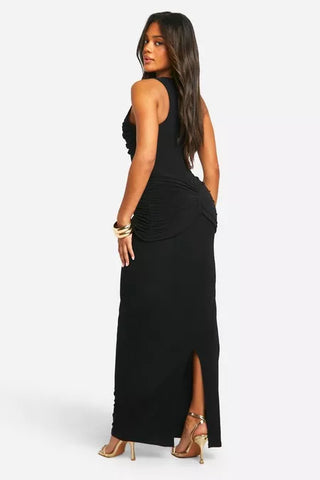 Twist & Ruche Racer Maxi Dress