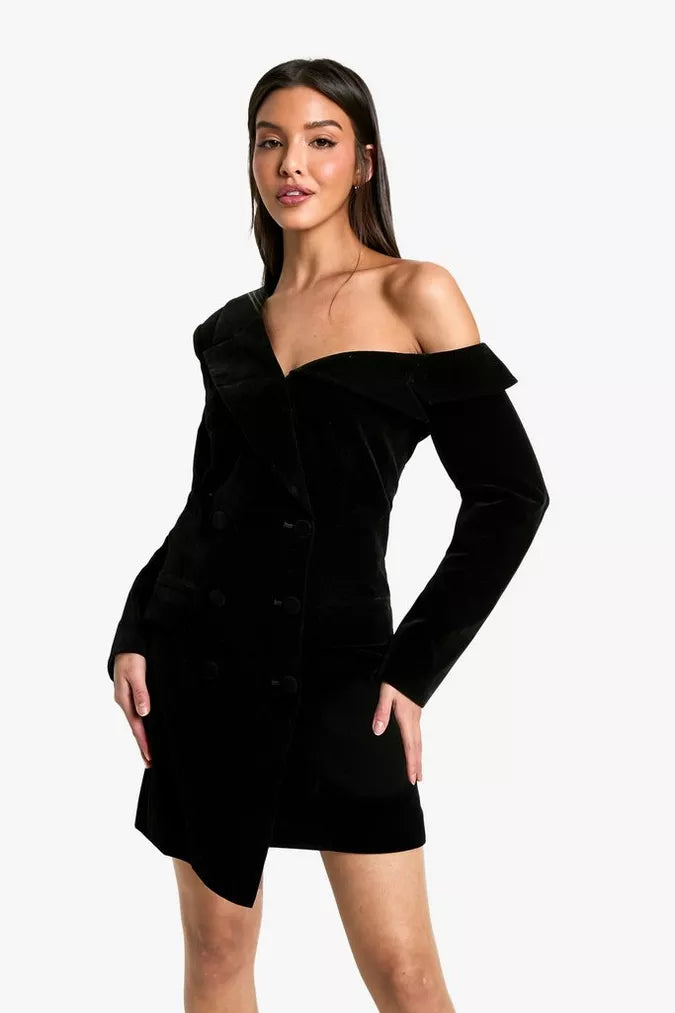 Velvet Embrace Off-Shoulder Mini