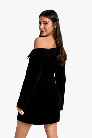 Velvet Embrace Off-Shoulder Mini