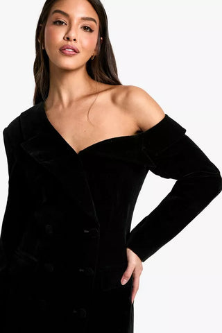 Velvet Embrace Off-Shoulder Mini