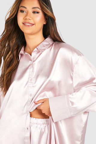 Oversized Blush Satin Pyjama Set