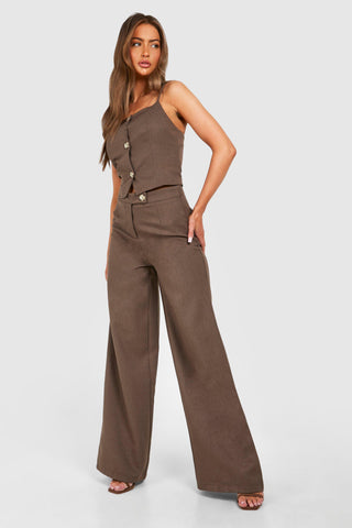Straight Cut Textured Tailored Trousers