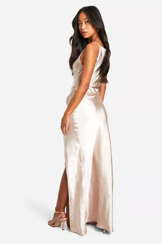 Bridesmaid Luxe Satin Slash Dress