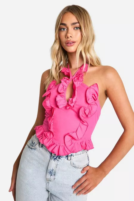 Breezy Ruffle Halter Blouse