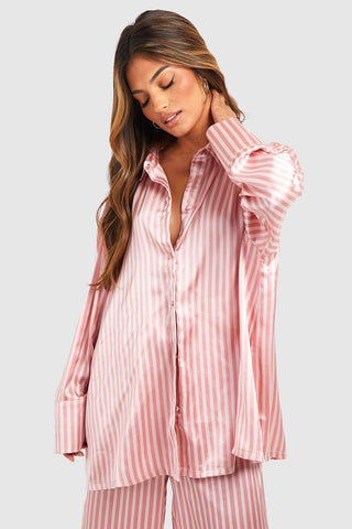 Oversized PinkStripe Pajama Set