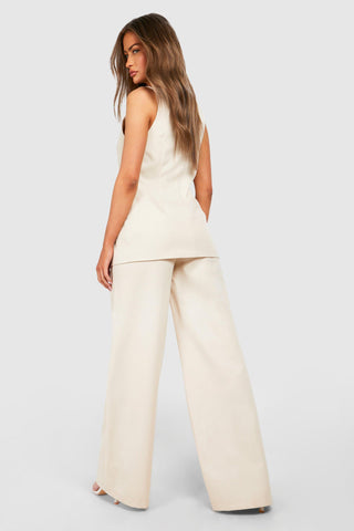 Straight Cut Textured Tailored Trousers