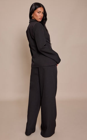 Woven Pleated Straight Leg Trousers