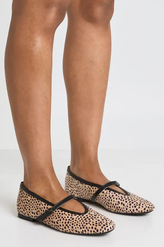 Deer Print Mary Jane Ballet Flats