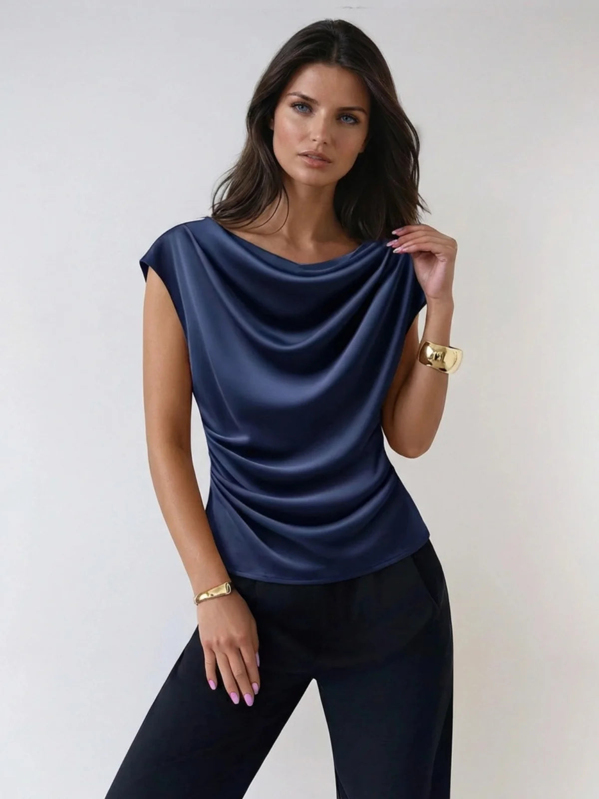 Bamboo Linen Blouse With Crinkle Collar
