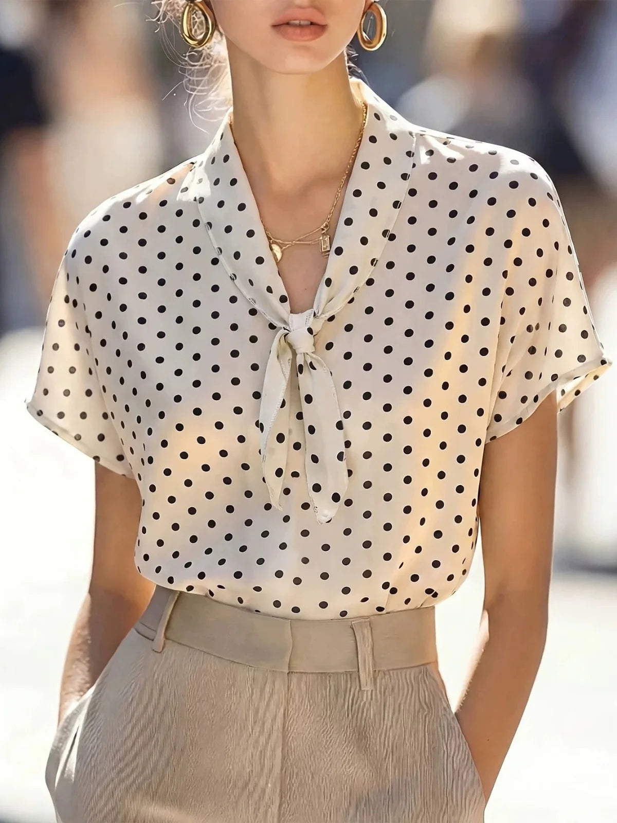 Black & White Bow Tie Blouse
