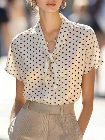 Black & White Bow Tie Blouse