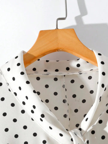 Black & White Bow Tie Blouse