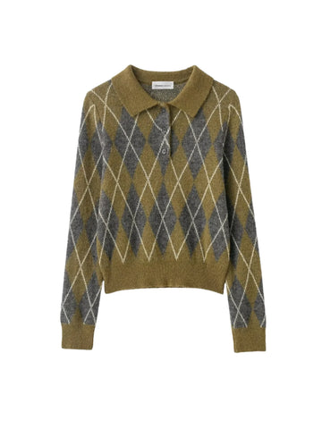 Diamond Patterned Knitted Sweater