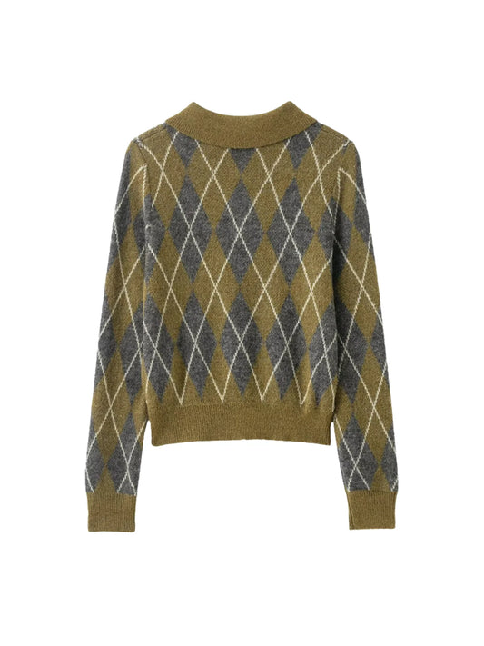 Diamond Patterned Knitted Sweater