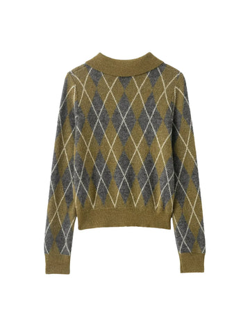 Diamond Patterned Knitted Sweater