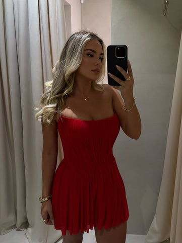 Scarlet Pleated Corset Mini Dress