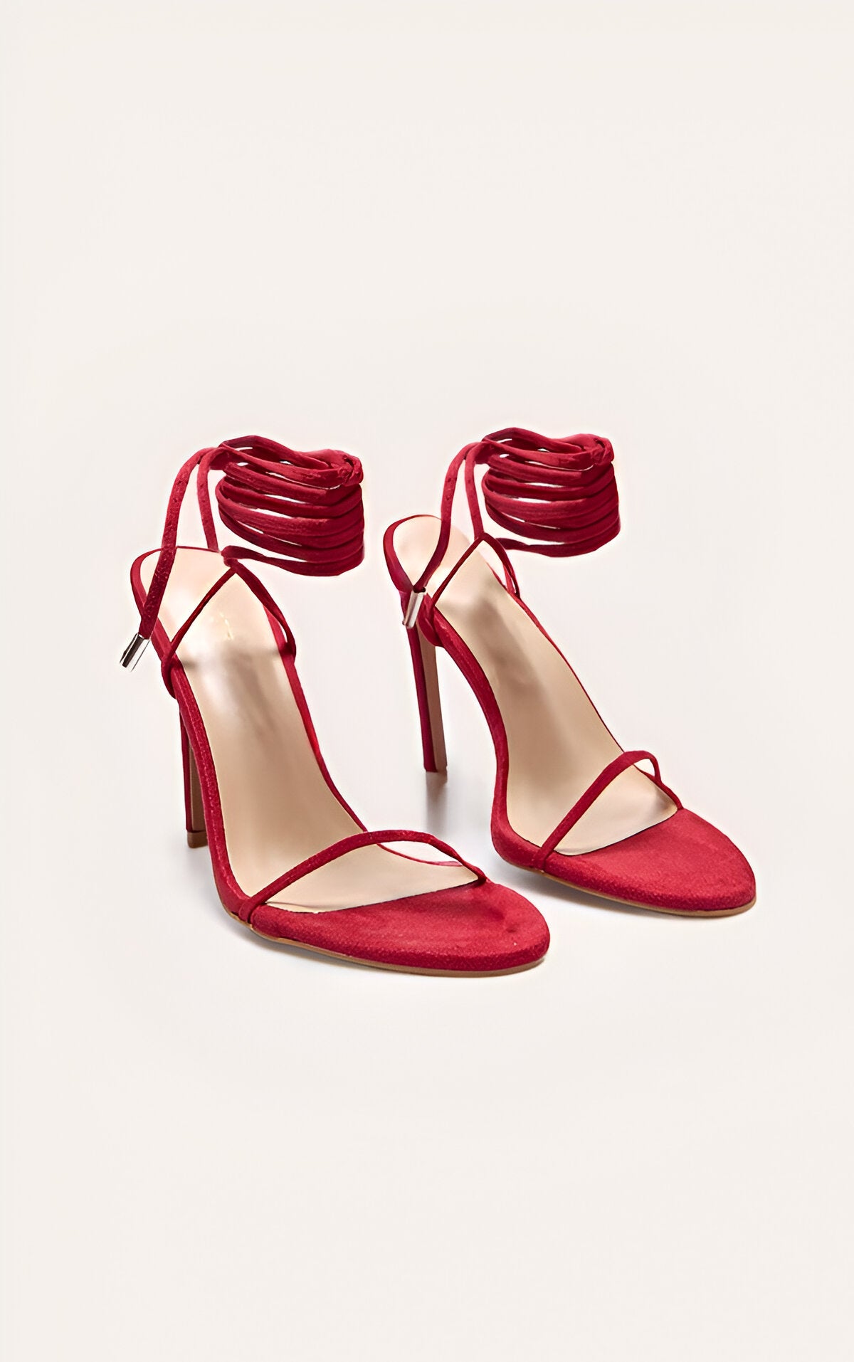 Soft Scarlet Suede Sandals Heeled Sandals