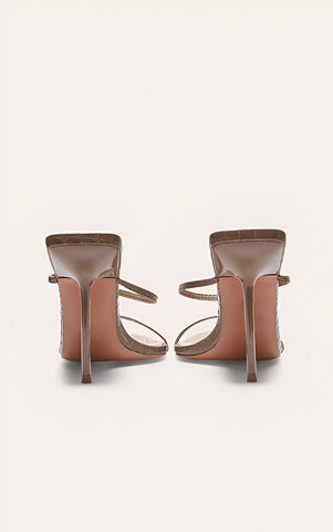 Croc Faux Leather Barely There Point Toe High Heels