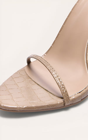 Croc Faux Leather Barely There Point Toe High Heels