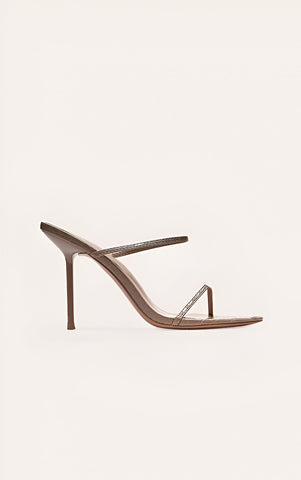 Croc Faux Leather Barely There Point Toe High Heels