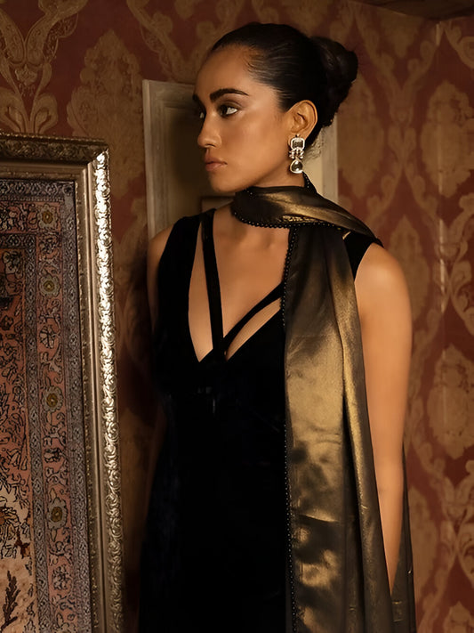 Black velvet gharara set